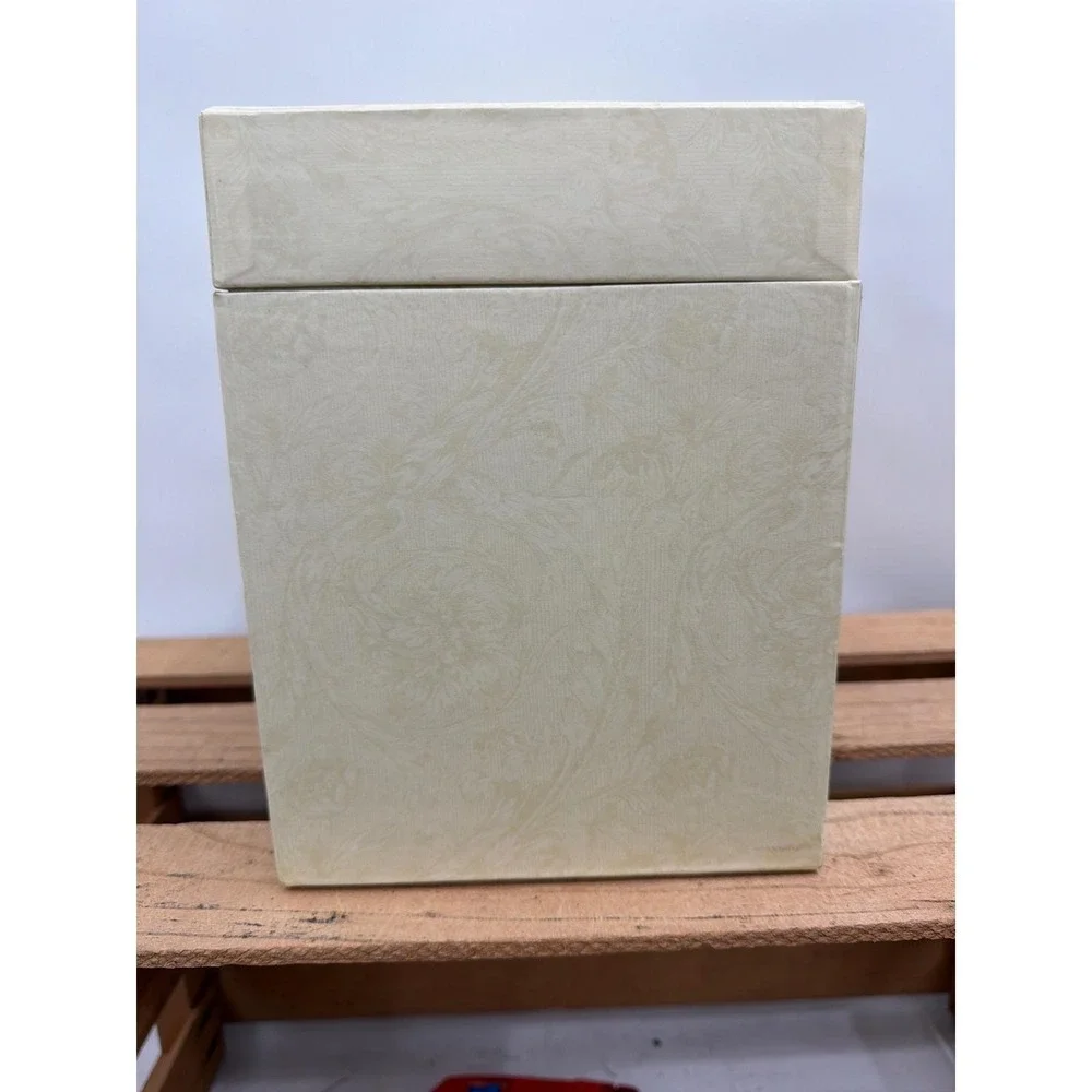 Vintage Style Cream Damask Ribbon‎ Organizer Box 5 Grommet Dispenser & 11 Rolls